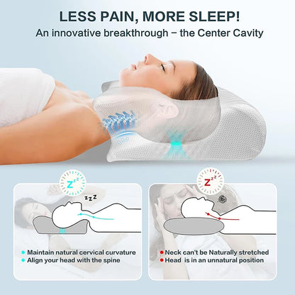 Memory Foam Cervical Pillow, 2 in 1 Ergonomic Contour Orthopedic Pillow